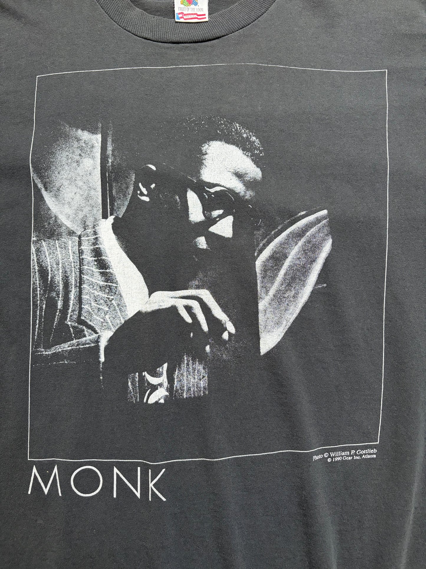90s Thelonious Monk Photo Tee — Gear Inc. 1990 / Fruit of the Loom Made in USA