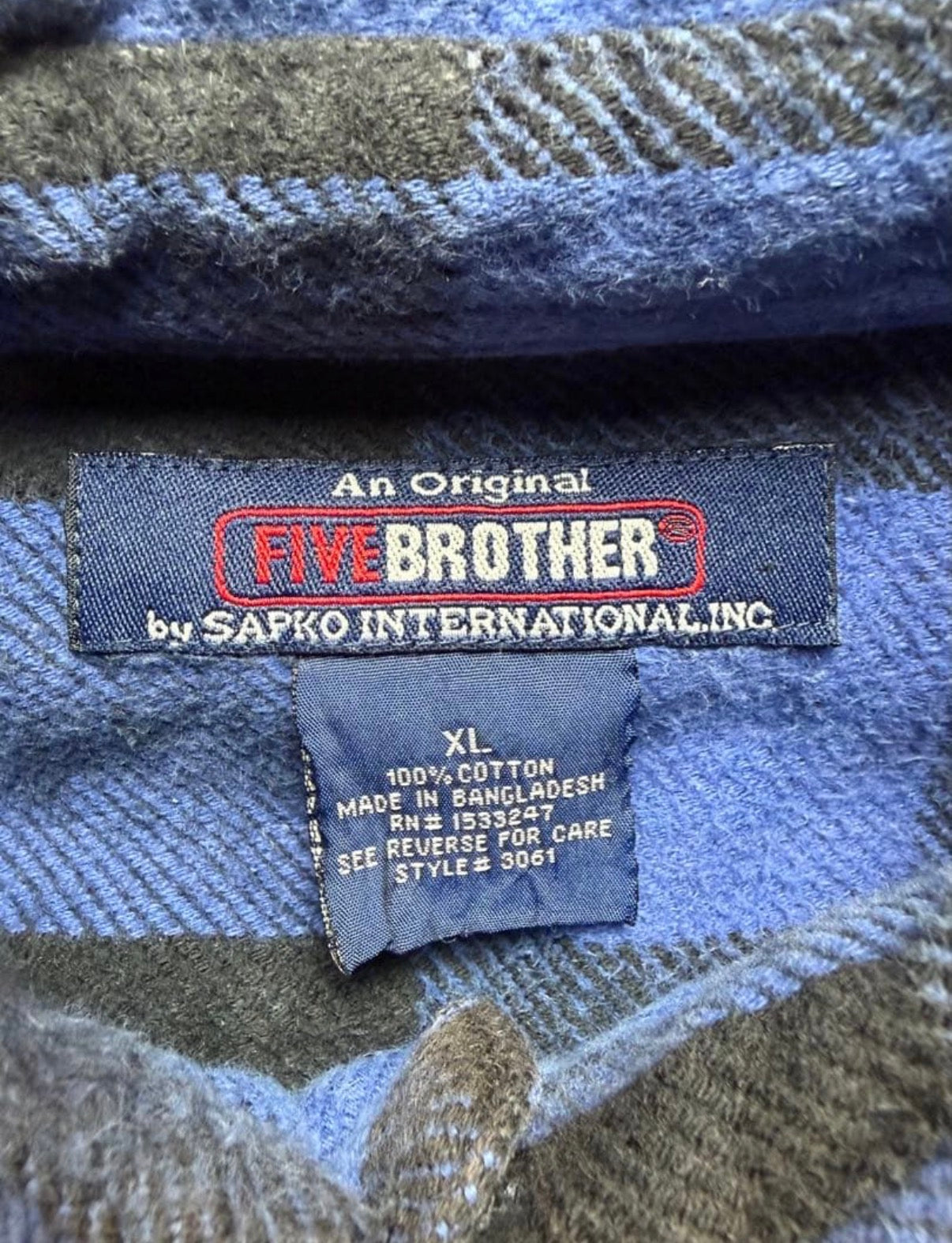 00s FIVE BROTHER ブルー ブロックチェック シャツ ビンテージ