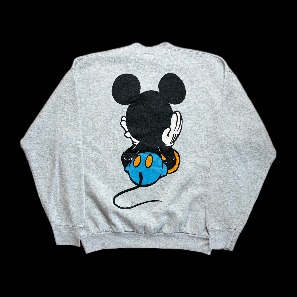 90s Disney "Mickey & Co." Sitting Mickey Sweatshirt L-XL — Gray / Made in USA Vintage