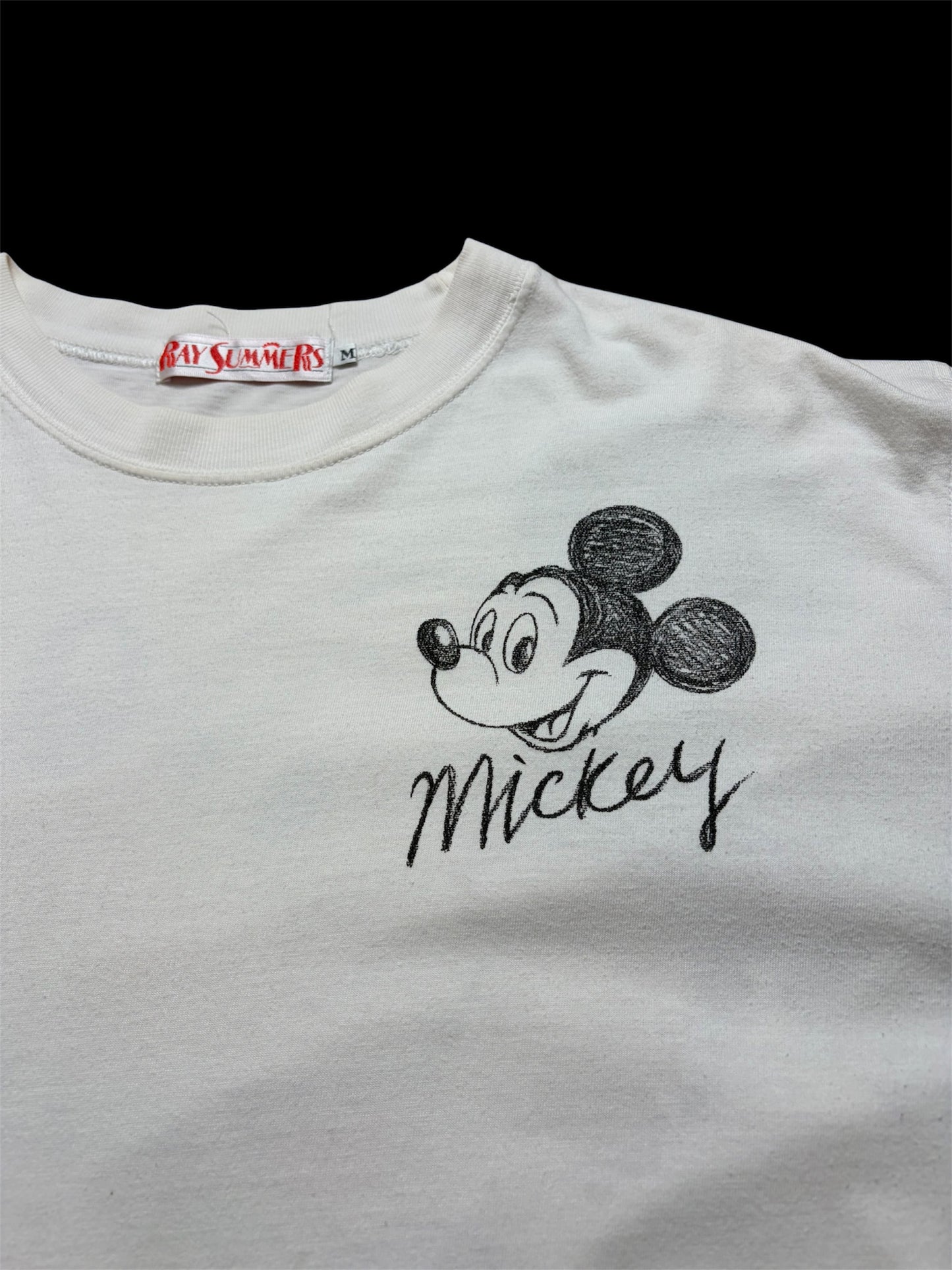 90s Disney Mickey Mouse “Big Print” Double Sided Tee — Ray Summers / White / M