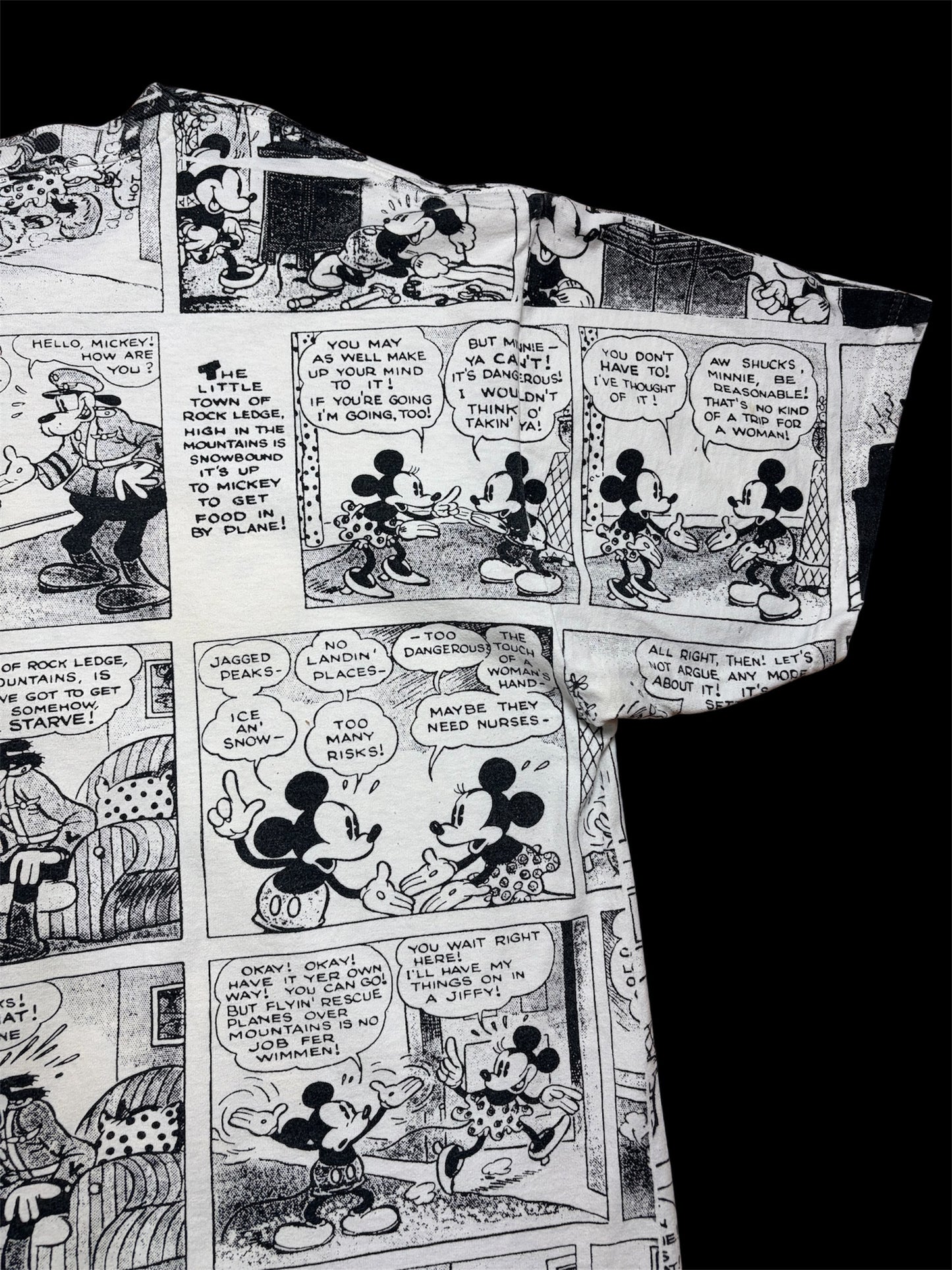 90's Mickey Mouse Comic All Over Print Tee / Velva Sheen / Made in USA / XL