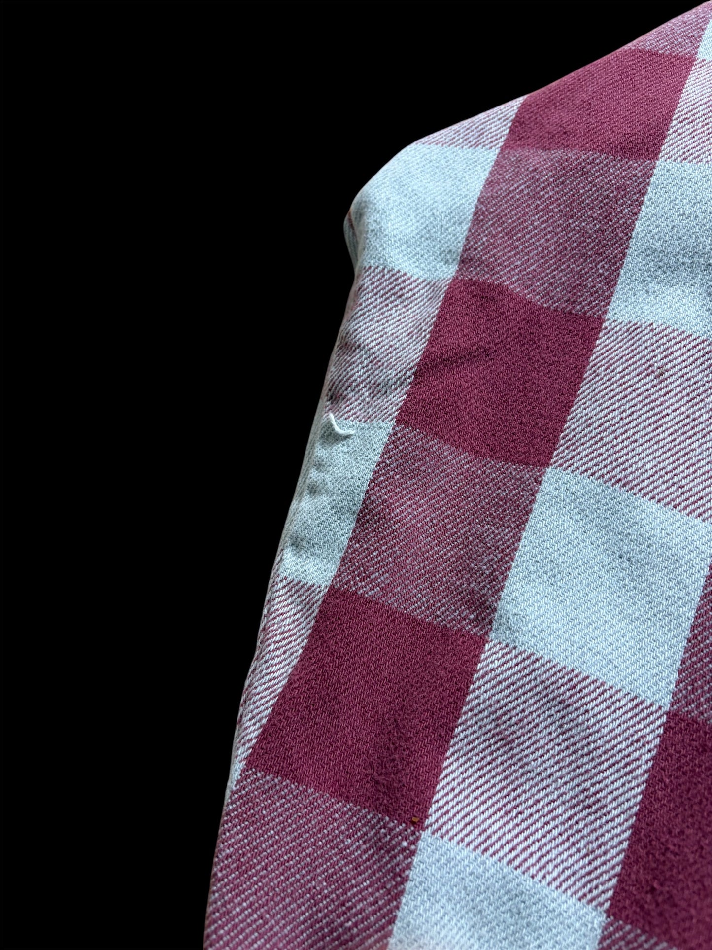 80s Vintage Five Brother Buffalo Block Check Flannel Shirt / Burgundy x Grey / Made in USA / L