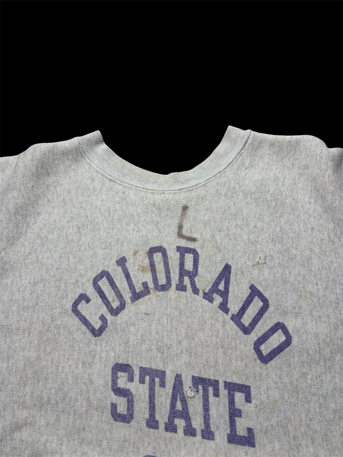 70s champion reverse weave "purple water print" /colorado state /single colar tag