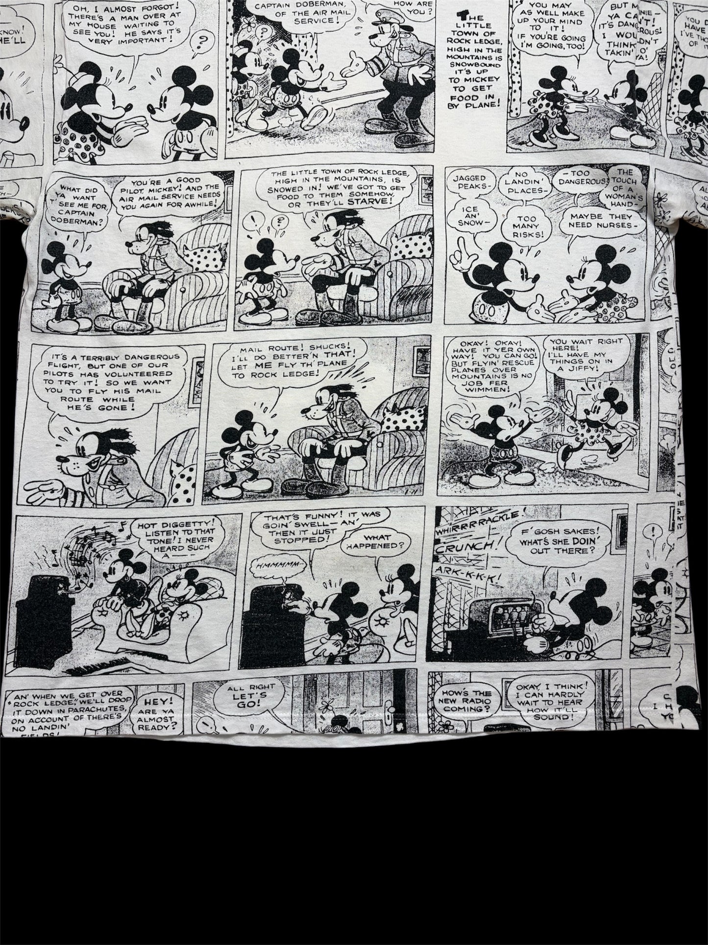 90's Mickey Mouse Comic All Over Print Tee / Velva Sheen / Made in USA / XL