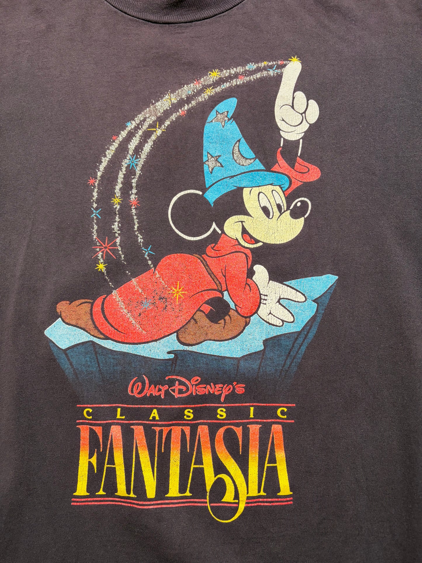 Vintage 90s Disney Fantasia Sorcerer Mickey T-Shirt — Made in USA — L