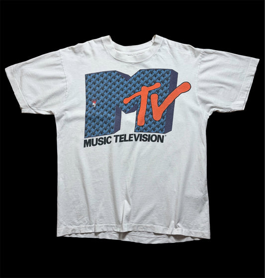 Vintage 90s MTV Music Television Logo T-Shirt — Fruit of the Loom Made in USA — L