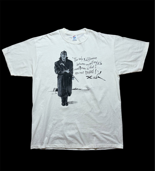 Vintage 90s Salvador Dali “Not Mad” Quote Art T-Shirt — Jerzees Made in USA — L