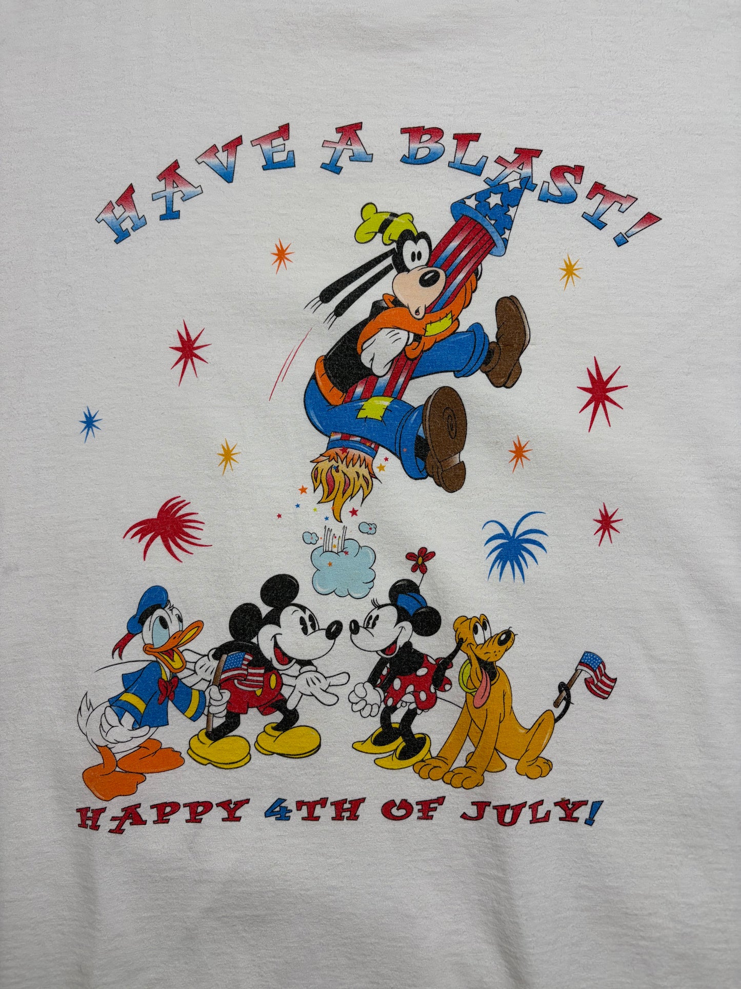 90's The Disney Store "HAVE A BLAST! HAPPY 4TH OF JULY!" Tee / Made in USA / XL