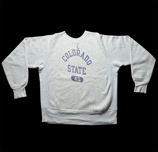70s champion reverse weave "purple water print" /colorado state /single colar tag