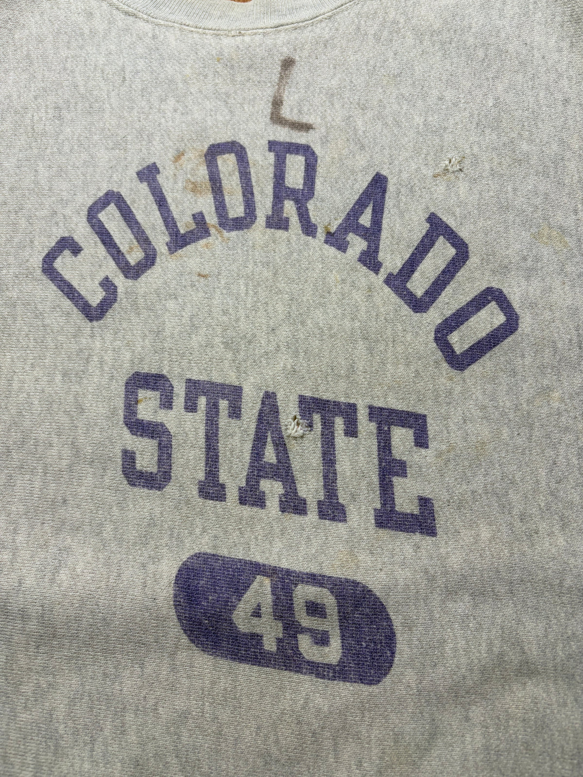 70s champion reverse weave "purple water print" /colorado state /single colar tag