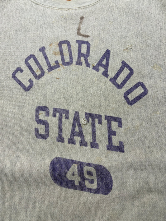 70s champion reverse weave "purple water print" /colorado state /single colar tag