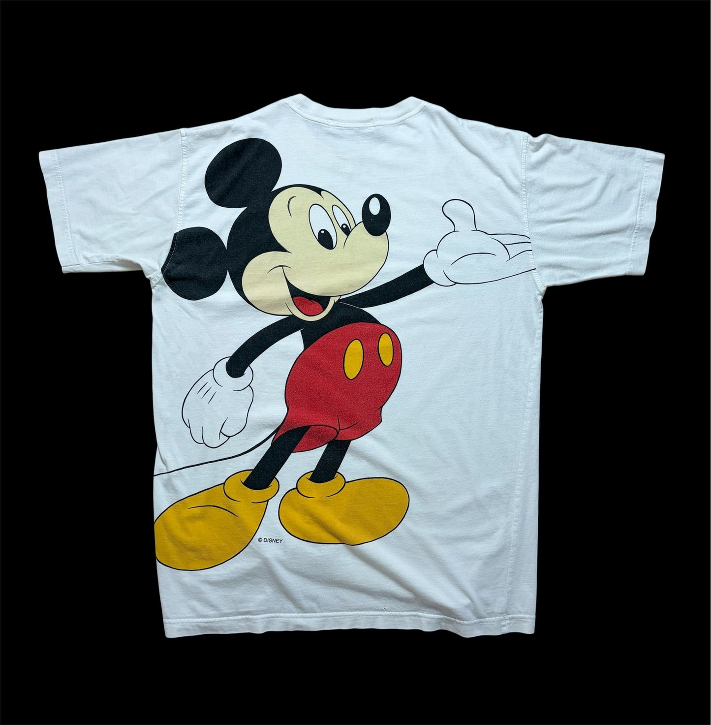 90s Disney Mickey Mouse “Big Print” Double Sided Tee — Ray Summers / White / M