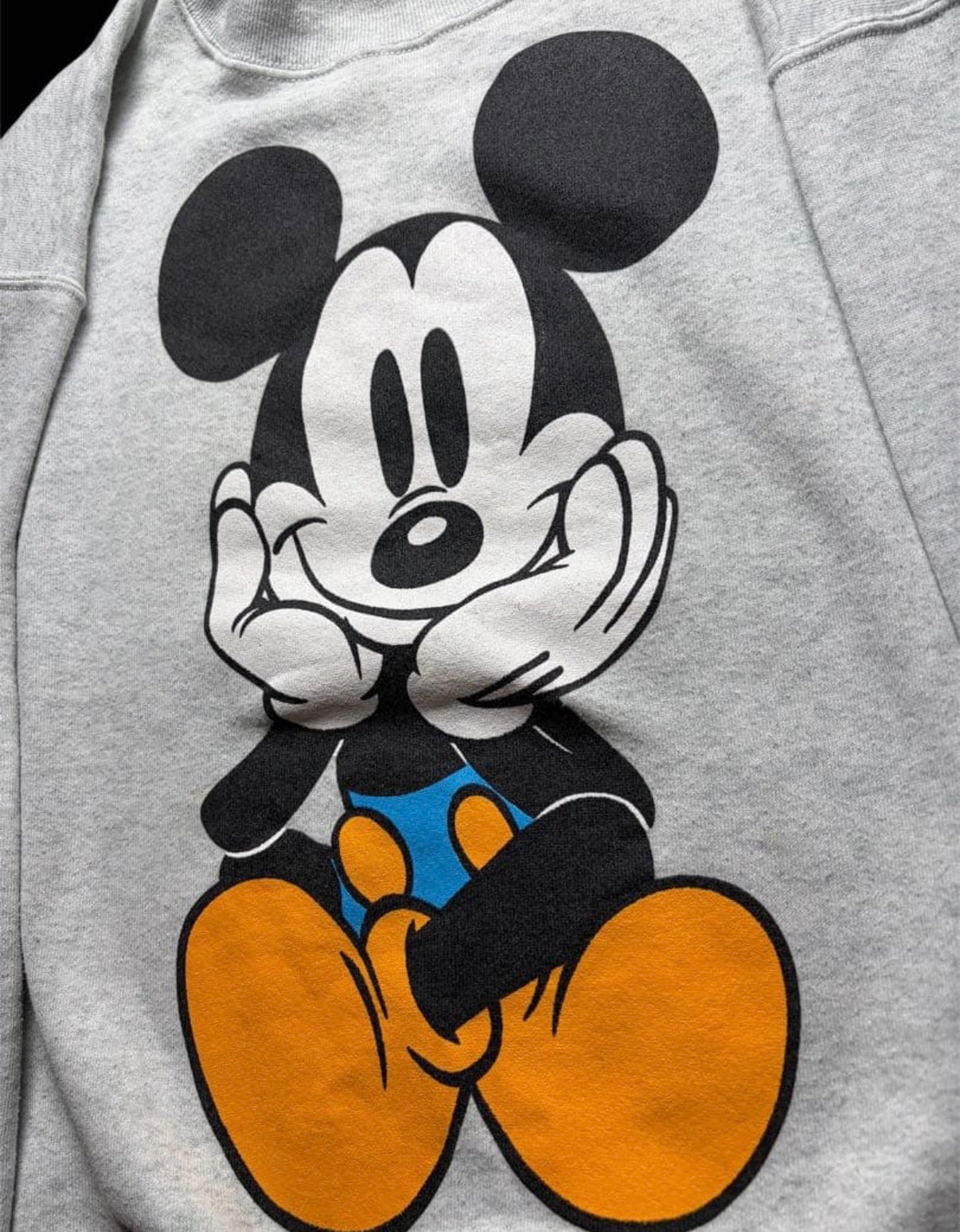 Disney official sweat shirt お座りミッキー　青パン　USA製 ビンテージ　L