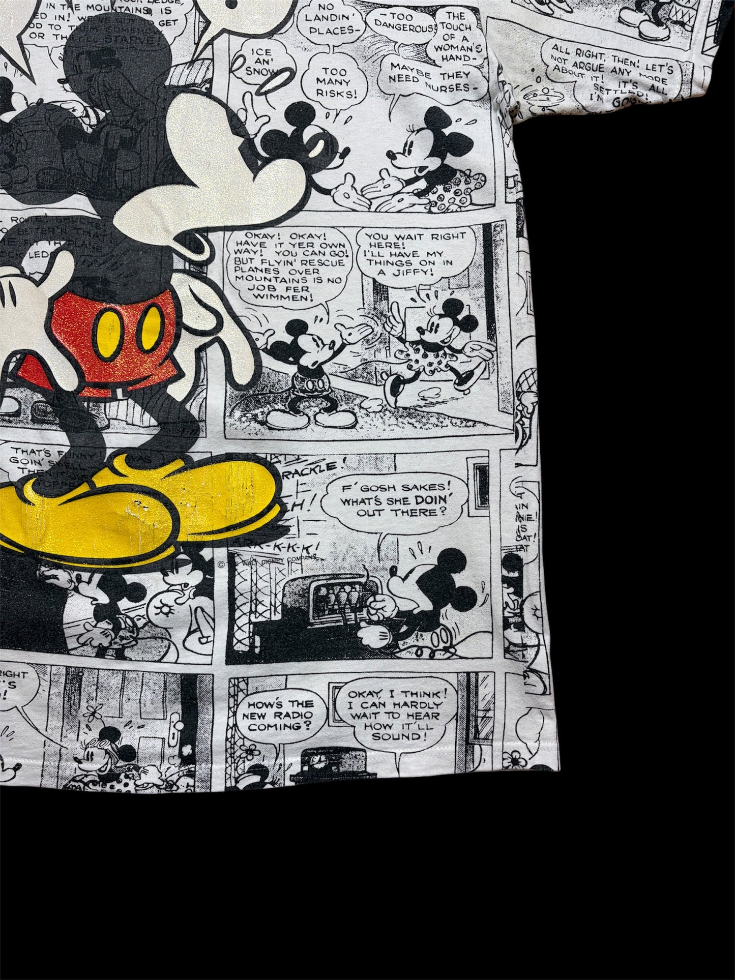90's Mickey Mouse Comic All Over Print Tee / Velva Sheen / Made in USA / XL