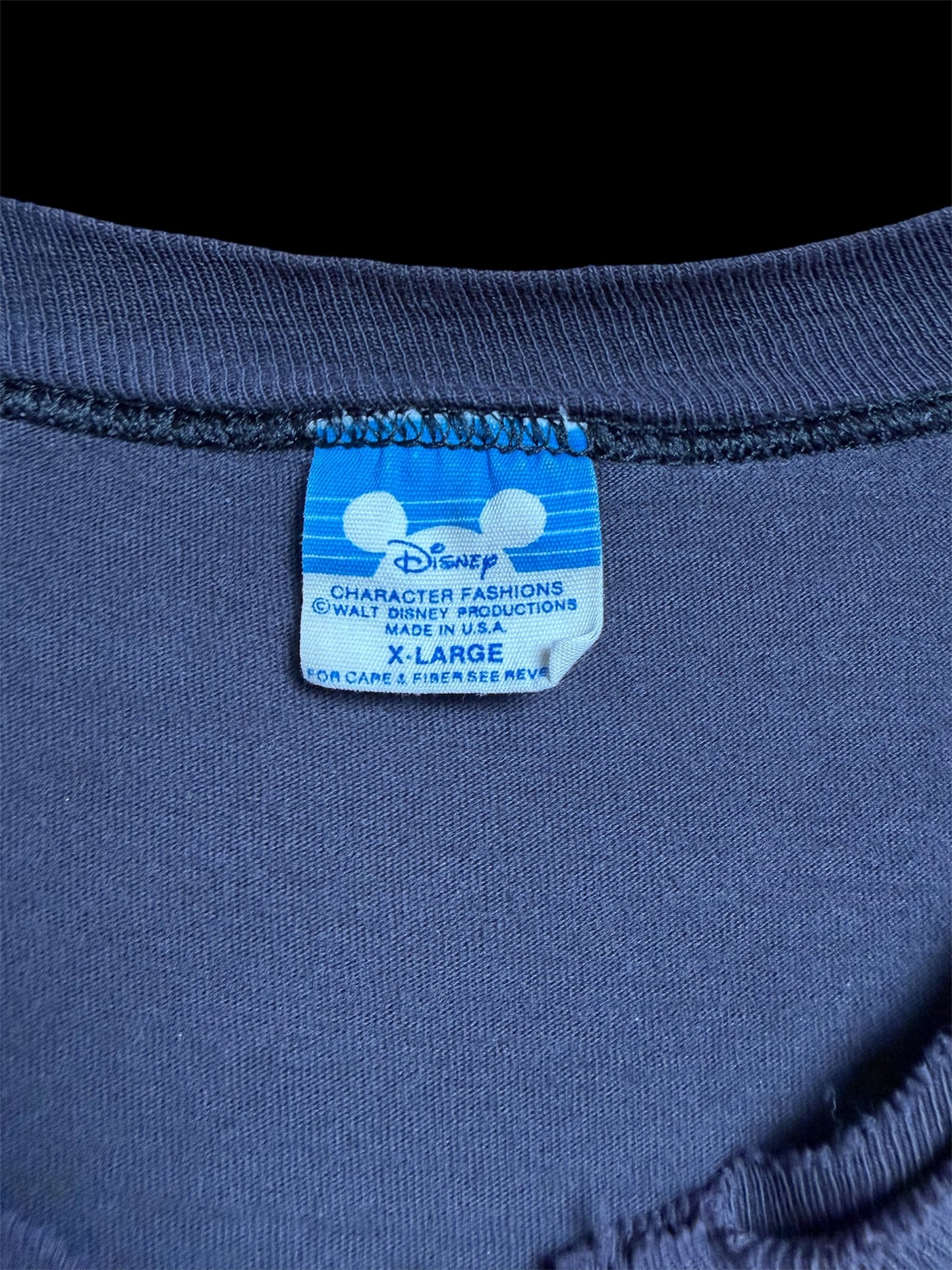 80s Disney Classic Mickey Tee XL — Walt Disney Productions Blue Tag / Made in USA