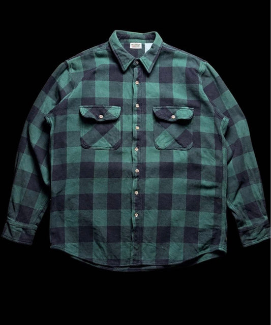 90s FIVE BROTHER ブロックチェック ネルシャツ XL ビンテージ　グリーン