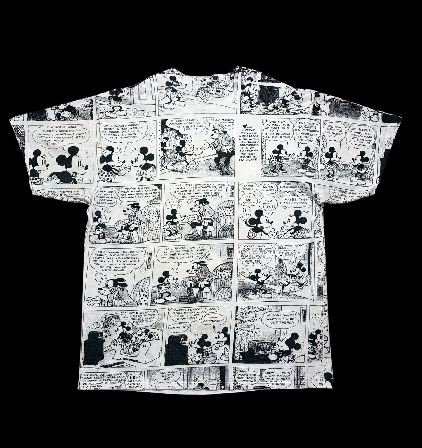 90's Mickey Mouse Comic All Over Print Tee / Velva Sheen / Made in USA / XL