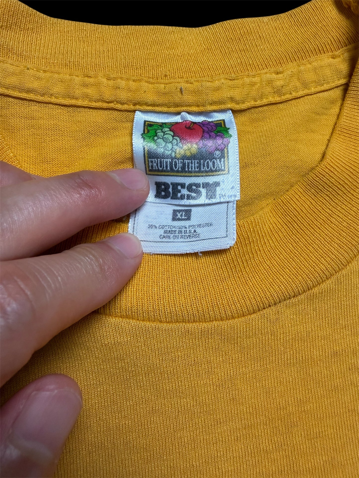 90s Subway Logo Tee / Fruit of the Loom / Made in USA / Yellow / XL