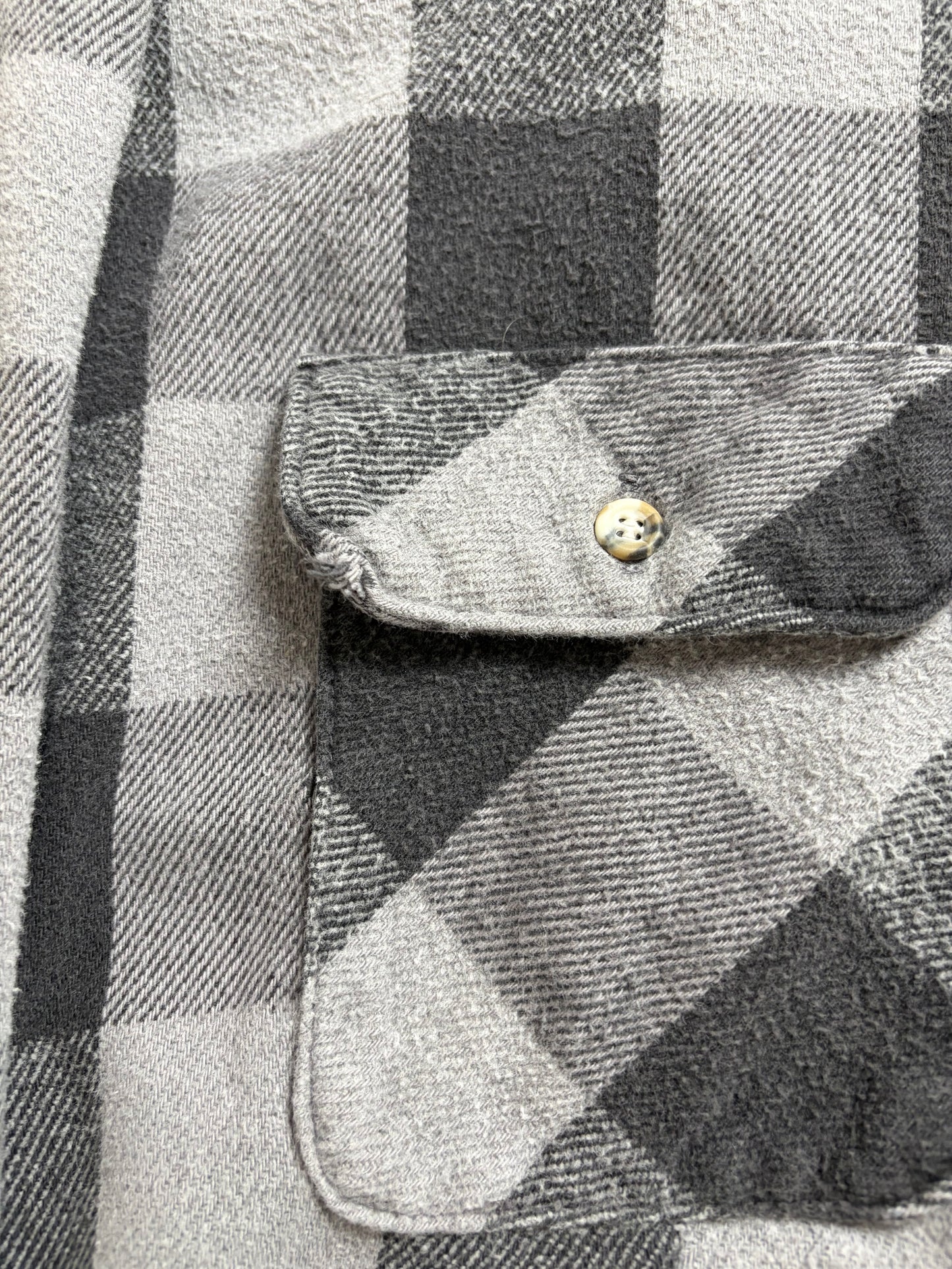 90s Five Brother Heavy Flannel Block Check Shirt L — Black × Gray / Vintage Workwear