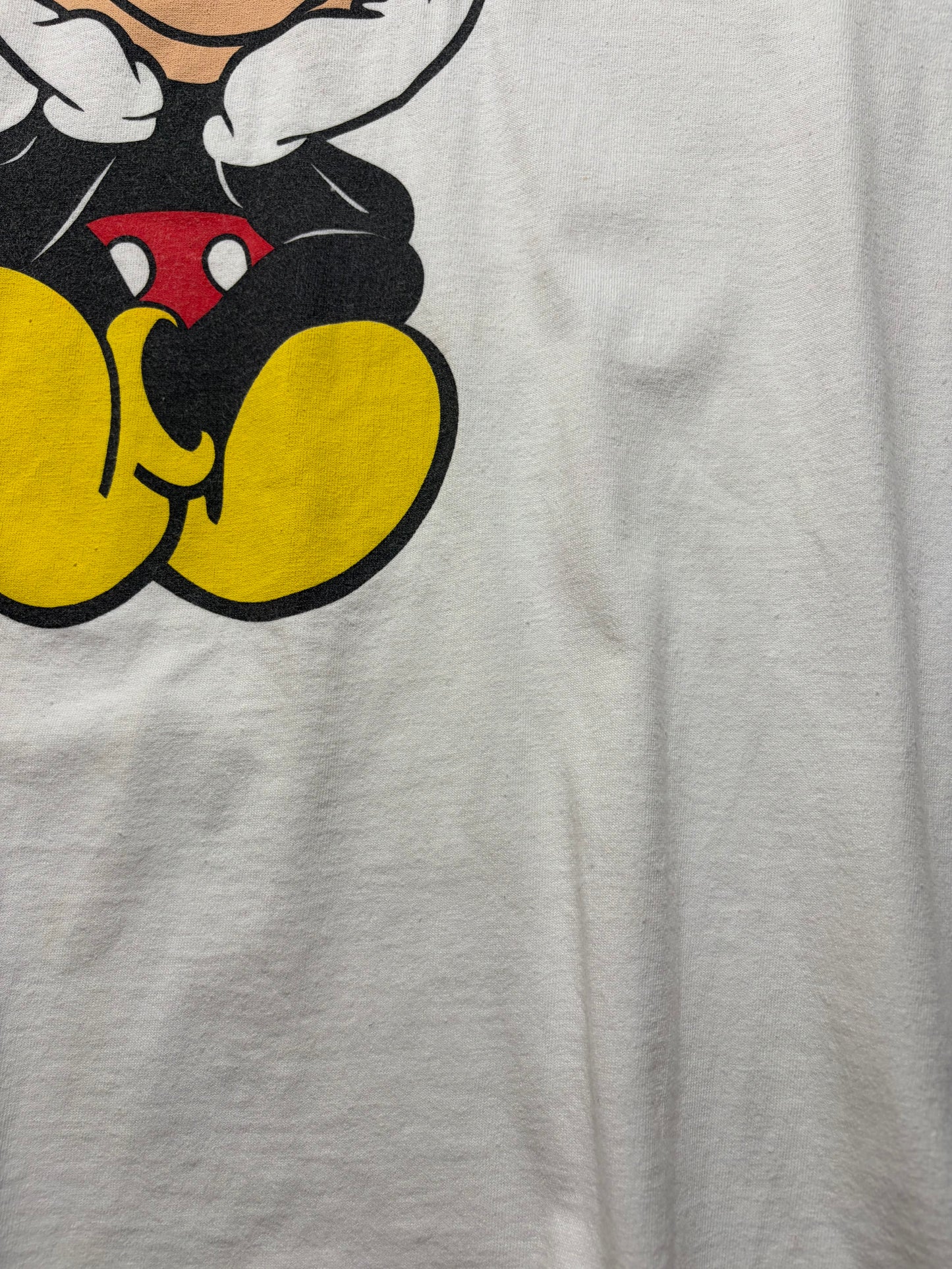 90s Vintage Disney Mickey Mouse Sitting Pose Tee / Rare Graphic Variant / Back Print / White / One Size Fits All (XL)