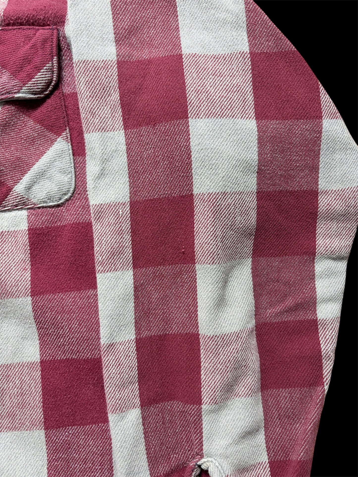 80s Vintage Five Brother Buffalo Block Check Flannel Shirt / Burgundy x Grey / Made in USA / L
