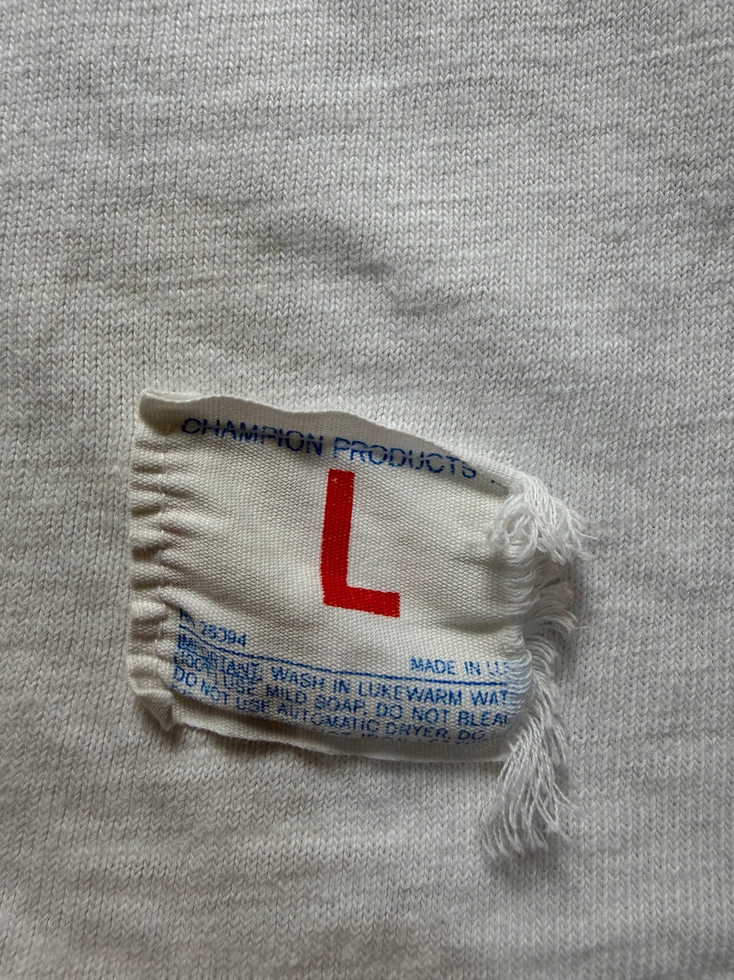 70s Champion Products ‘MONACHE’ Cotton Football Tee L — Made in USA