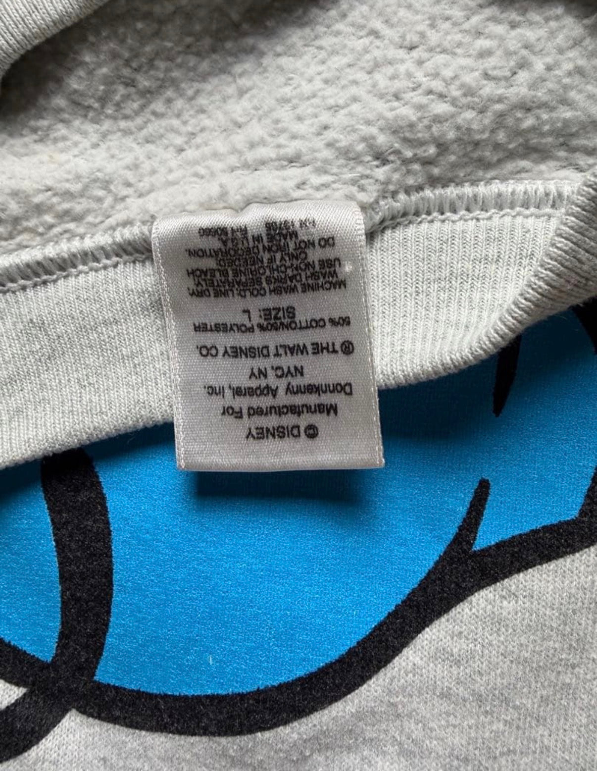 Disney official sweat shirt お座りミッキー　青パン　USA製 ビンテージ　L