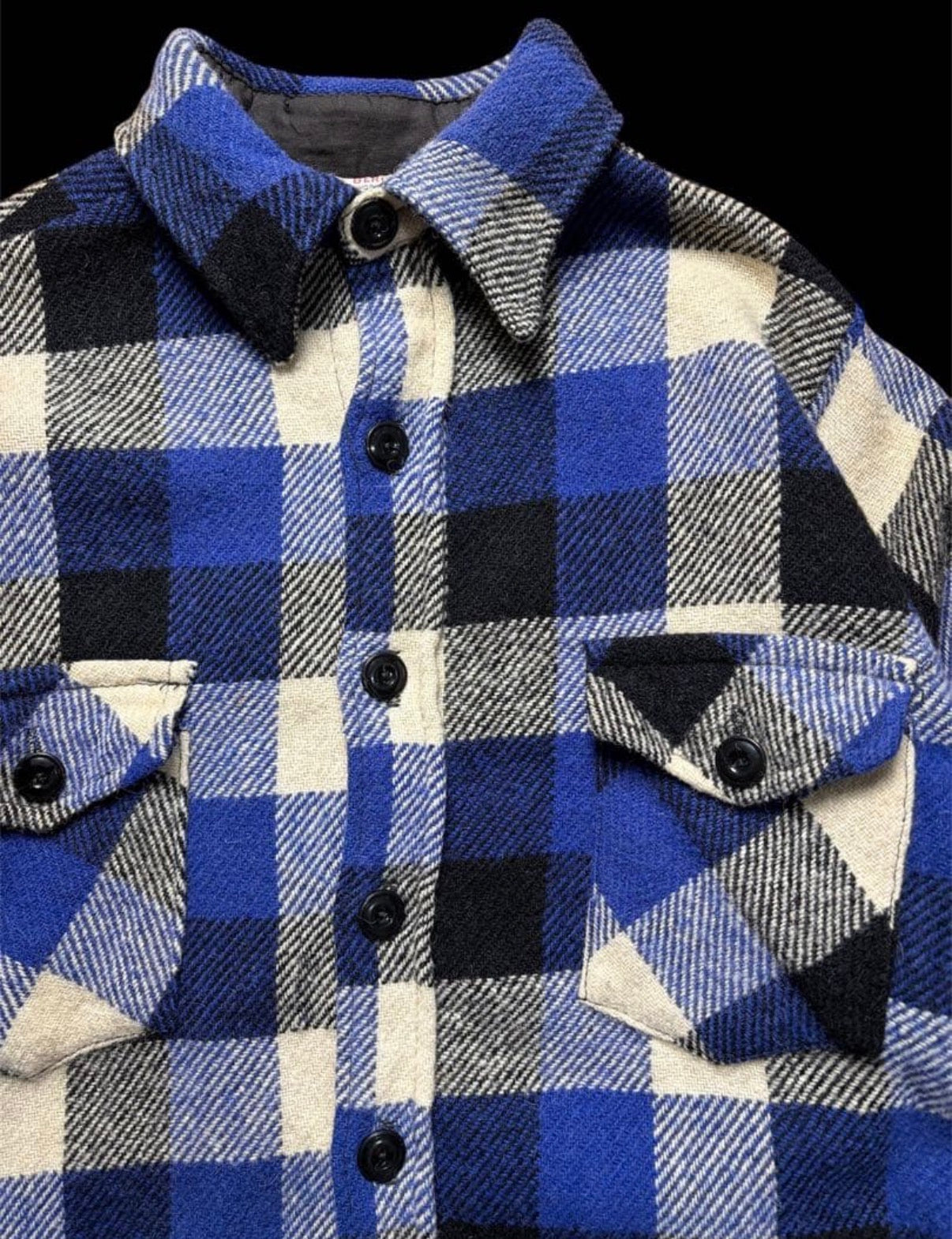60s  VINTAGE wool  shirt ブロックチェック　シャツ　ビンテージ