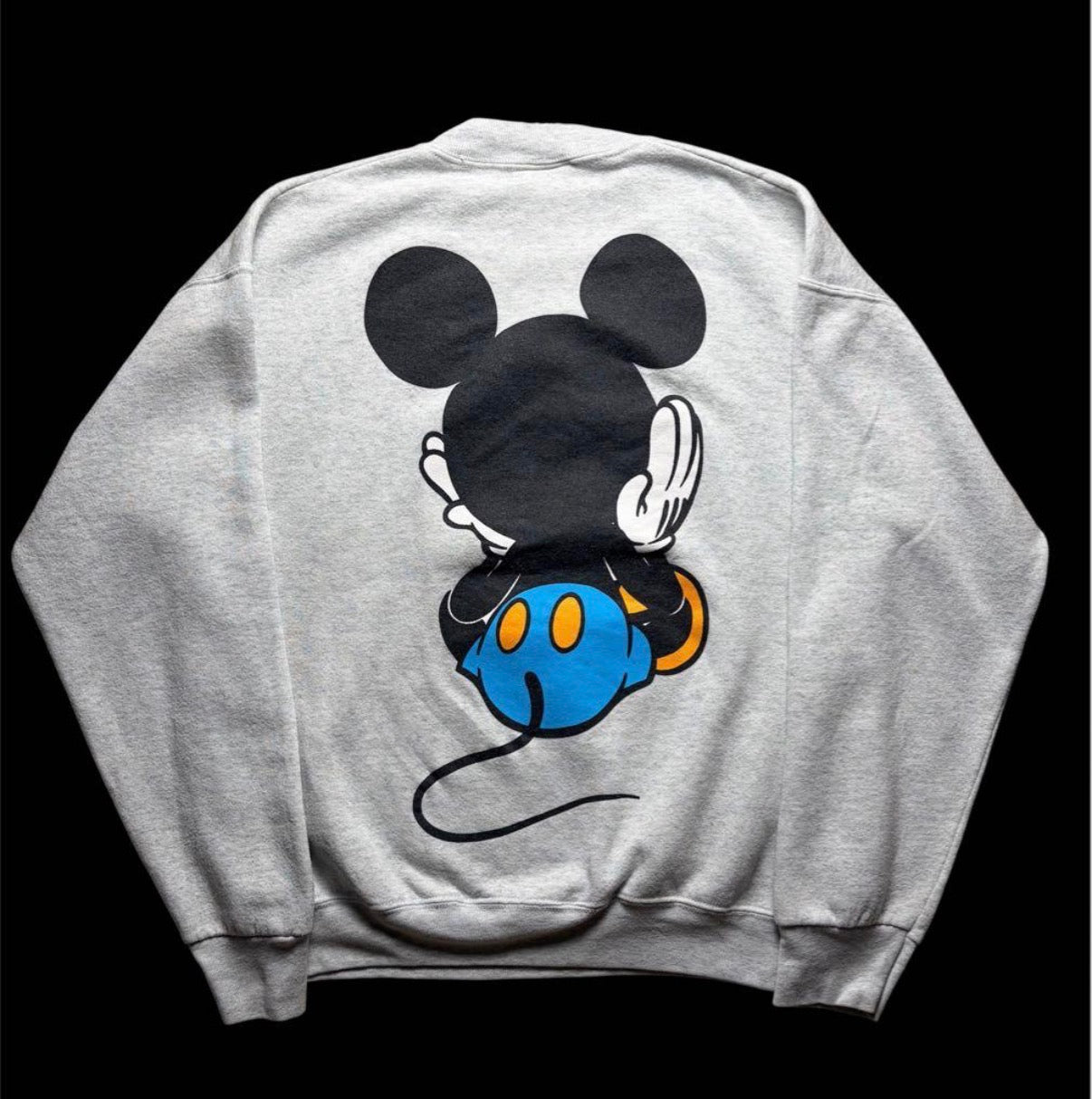 Disney official sweat shirt お座りミッキー　青パン　USA製 ビンテージ　L