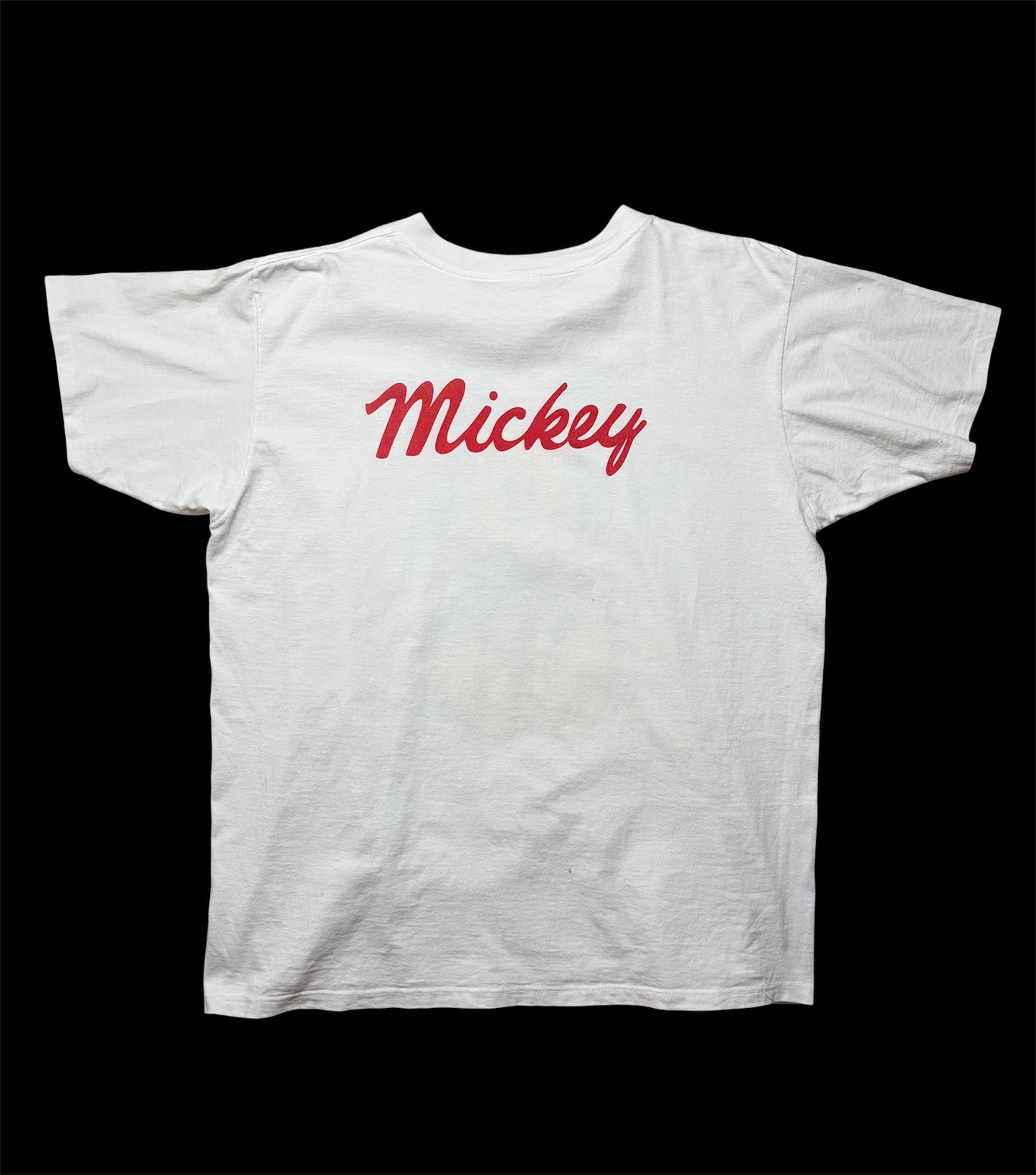 90s Vintage Disney Mickey Mouse Sitting Pose Tee / Rare Graphic Variant / Back Print / White / One Size Fits All (XL)