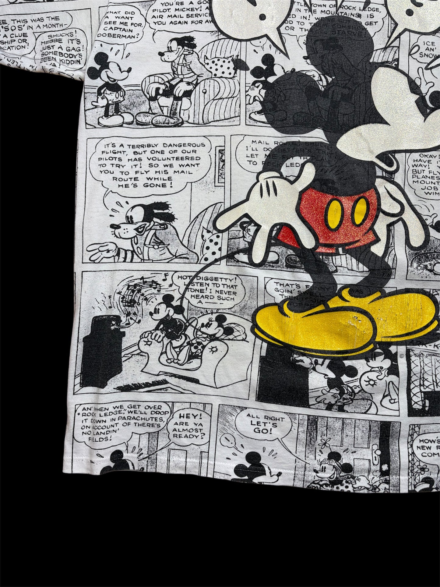 90's Mickey Mouse Comic All Over Print Tee / Velva Sheen / Made in USA / XL