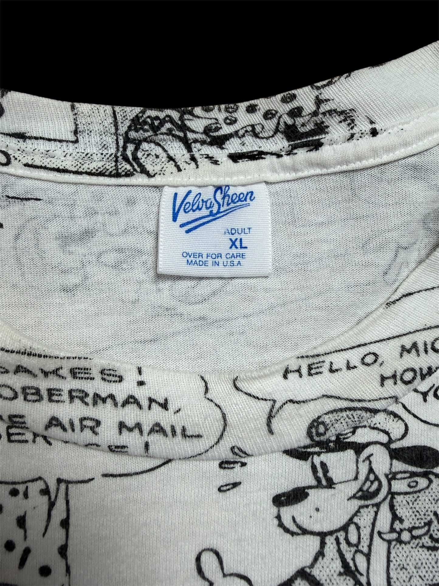 90's Mickey Mouse Comic All Over Print Tee / Velva Sheen / Made in USA / XL