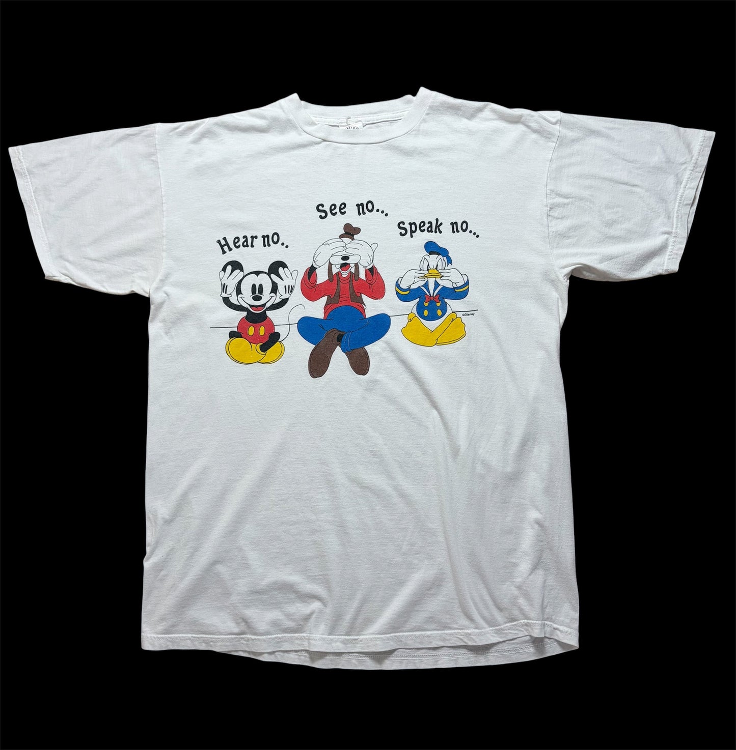 90s Mickey & Co. "Hear No / See No / Speak No" Tee XL — by Admit One / Made in USA