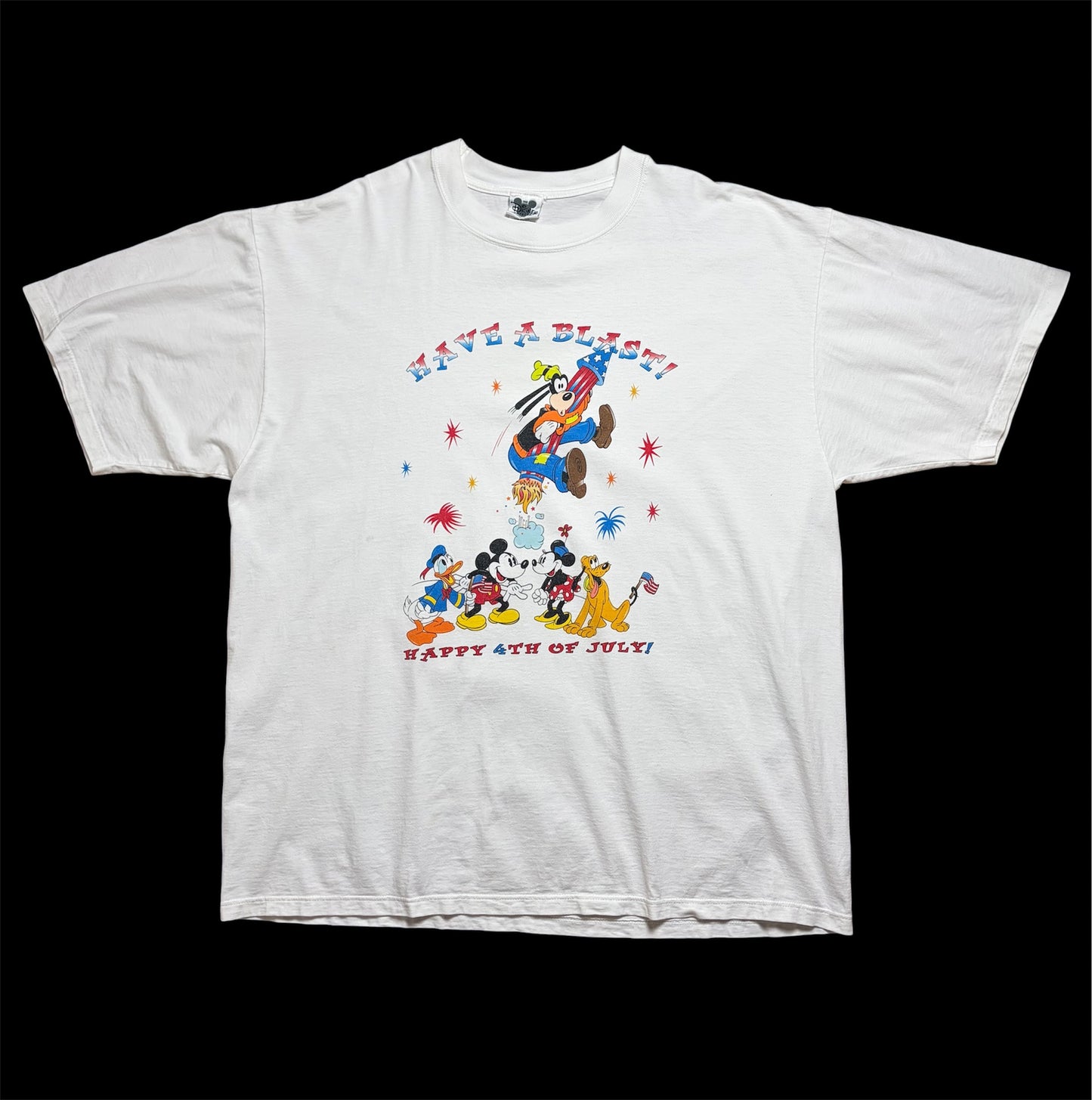 90's The Disney Store "HAVE A BLAST! HAPPY 4TH OF JULY!" Tee / Made in USA / XL