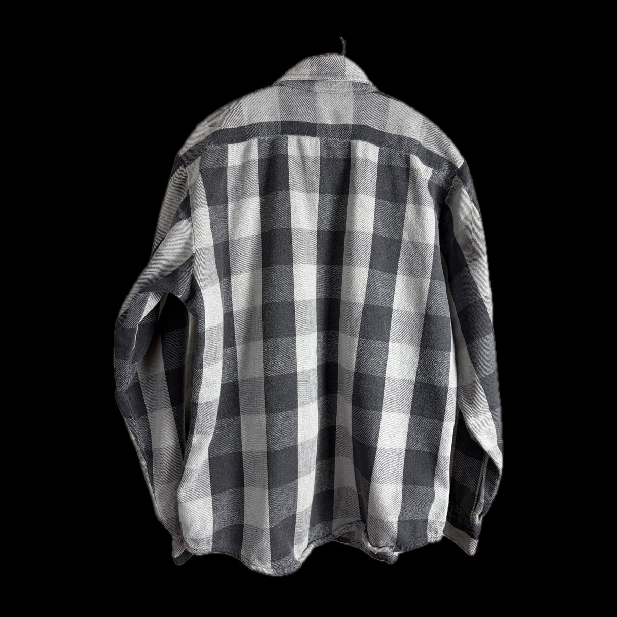 80s Five Brother Heavy Flannel Block Check Shirt M — Gray × Black / Made in USA Vintage Workwear