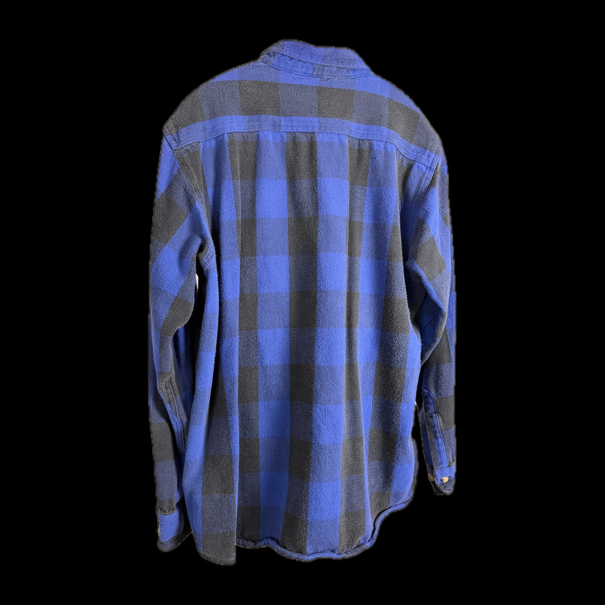 90s Five Brother Heavy Flannel Block Check Shirt L — Blue × Black / Vintage Workwear