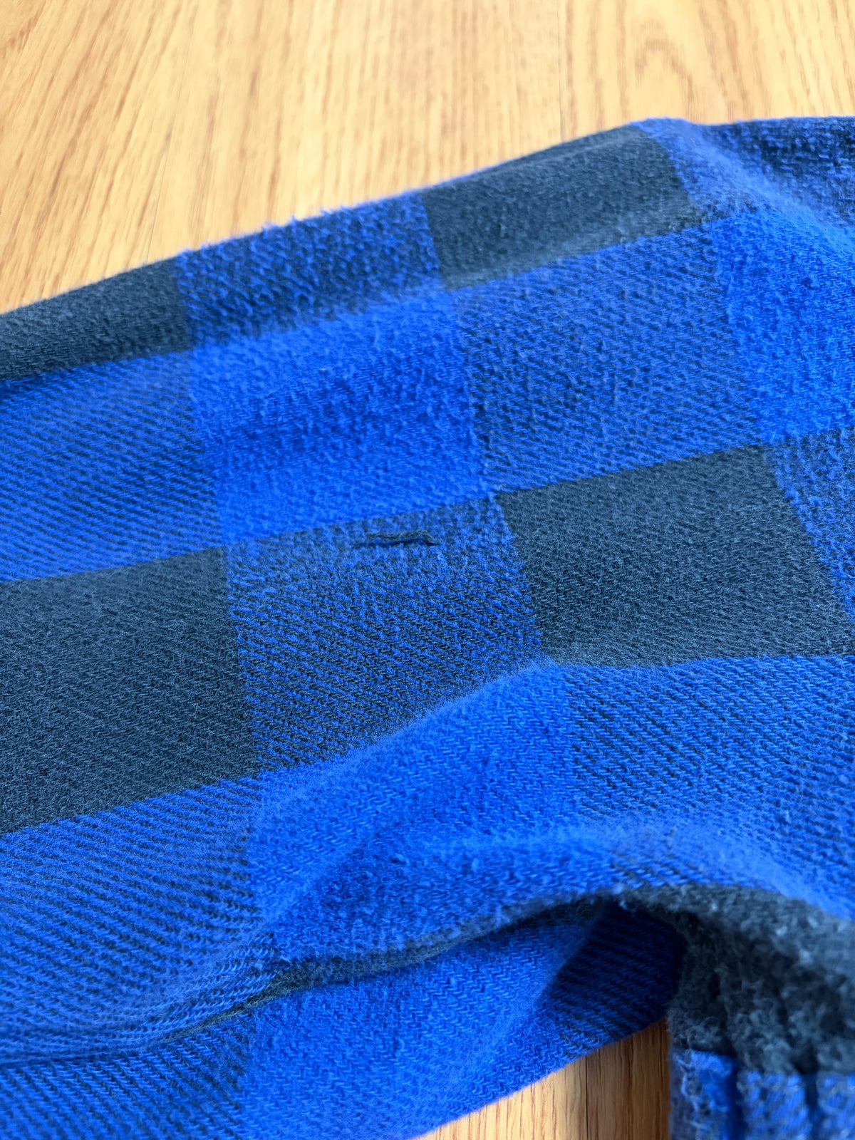 90s Five Brother Heavy Flannel Block Check Shirt L — Blue × Black / Vintage Workwear