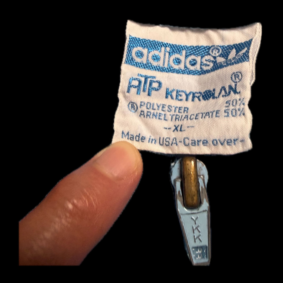80s adidas ATP Keyrolan Track Jacket XL — Light Blue × Navy / Made in USA Vintage