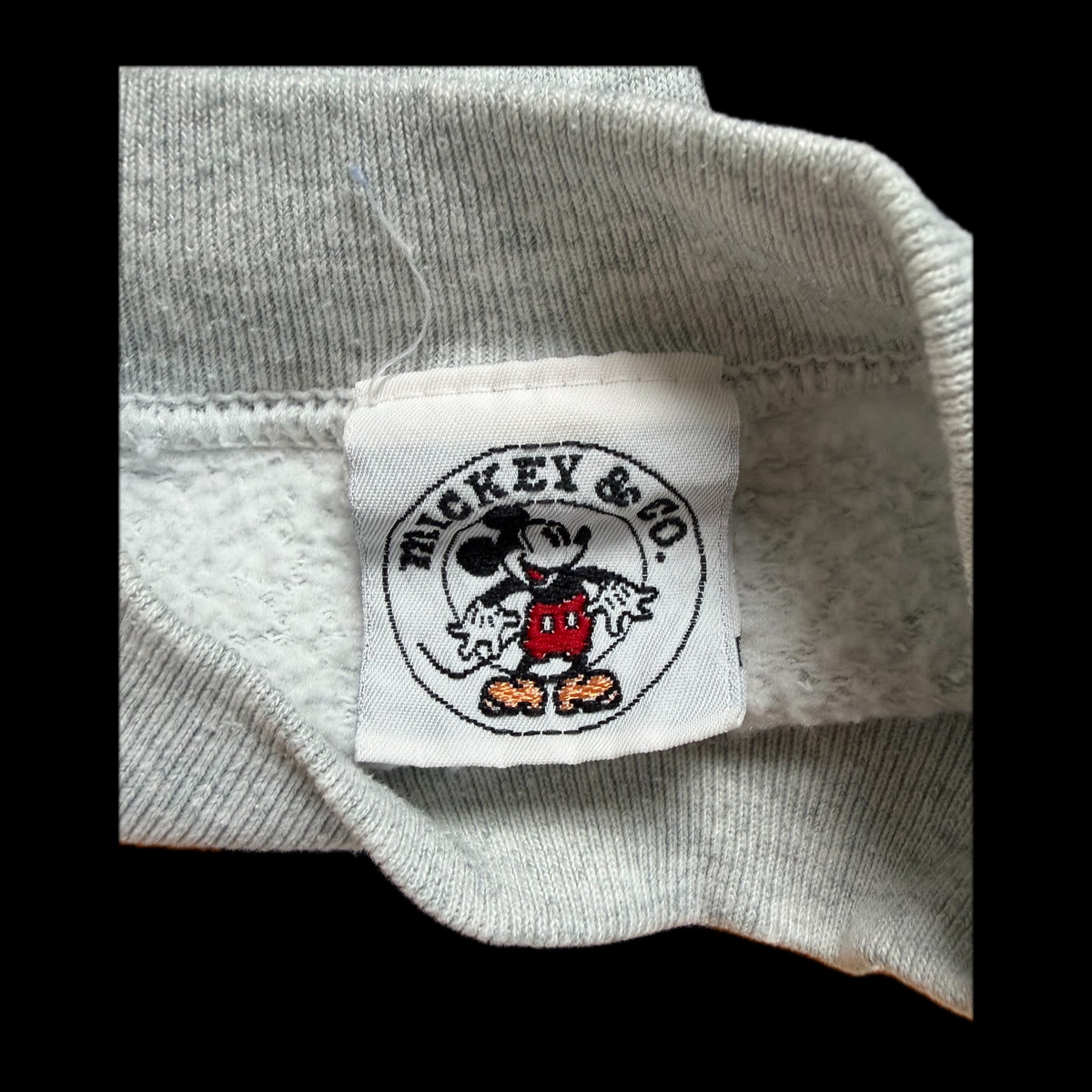 90s Disney "Mickey & Co." Sitting Mickey Sweatshirt L-XL — Gray / Made in USA Vintage