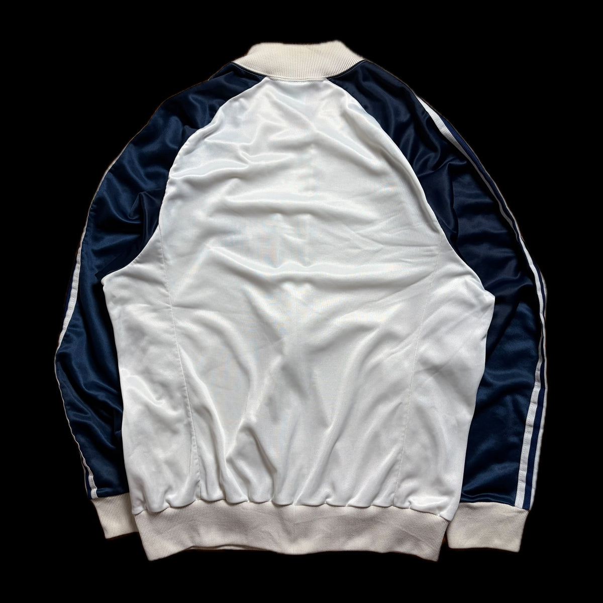 80s adidas ATP Keyrolan Track Jacket L — Cream × Navy / Made in USA Vintage